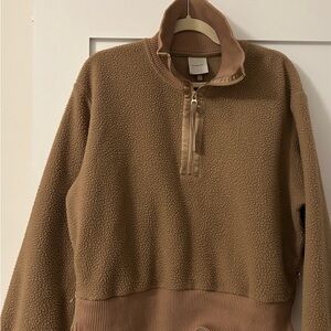 Cozy Tan Zip-Up Fleece Sweater